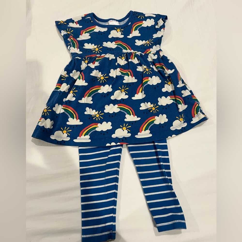 Hanna Andersson Rainbow Dress and Striped Leggings